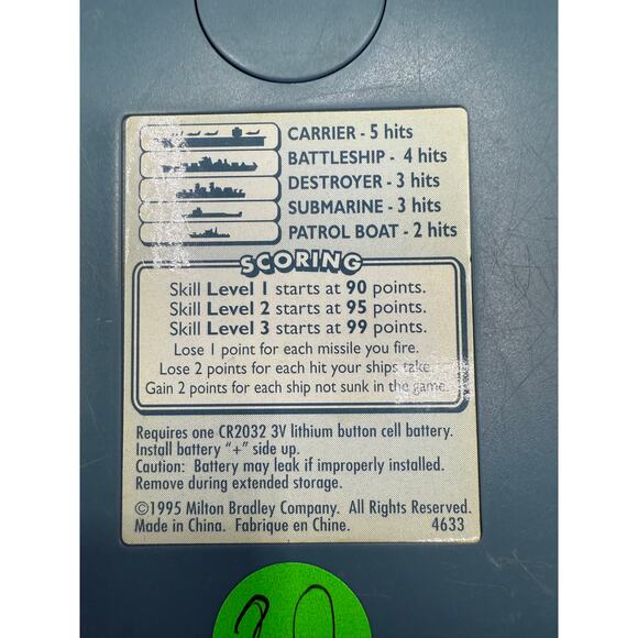 Vintage 1995 Milton Bradley Battleship Electronic Hand Held Game - Picture 5 of 6
